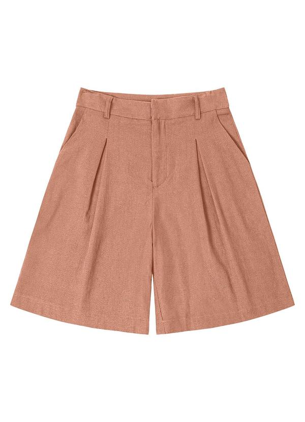 Vista 2 Bermuda Feminina em Linho com Bolsos Marrom Endless Endless