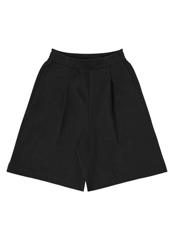 Vista 2 Bermuda Feminina em Moletinho Sarjado Preto Rovitex Rovitex