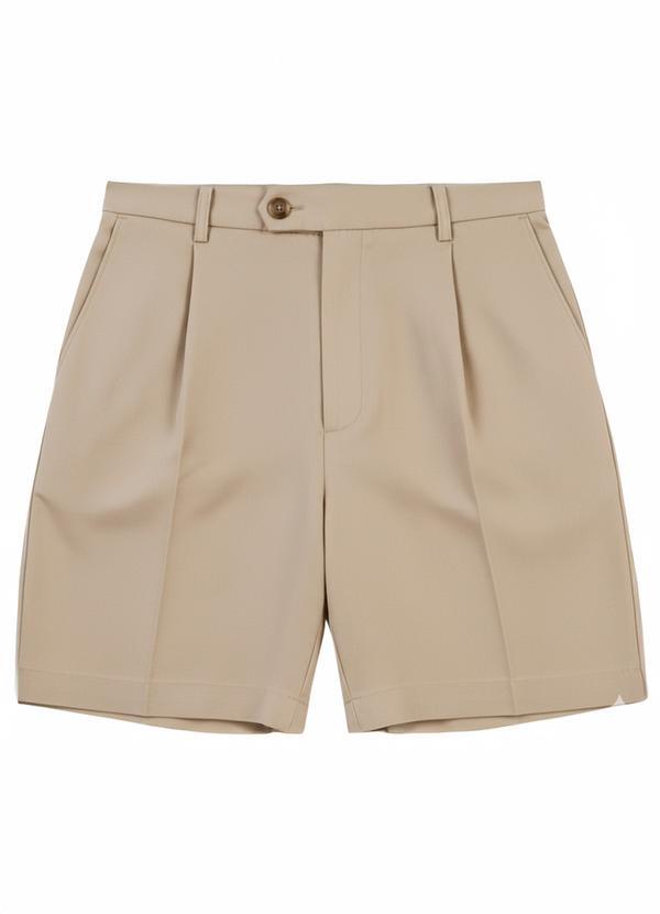 Shorts Alfaiaria com Pregas Cáqui
