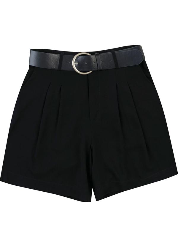 Shorts Alfaiaria Viscose Sarjada Preto