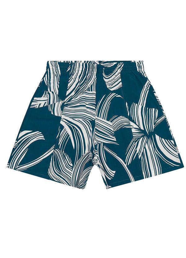 Shorts Alfaiataria Tropical em Viscose Azul Petró