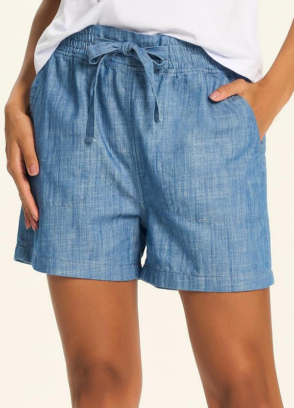 Shorts com Amarração na Cintura Azul