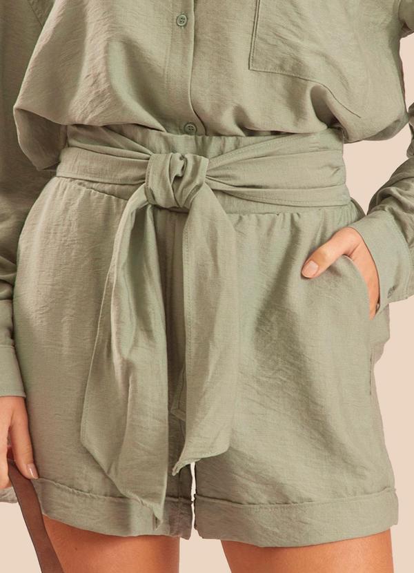 Shorts Creponado com Amarração Miragem Verde