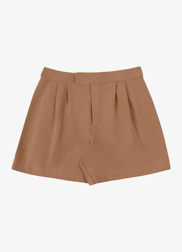 Shorts Feminino Alfaiataria em Piquet Marrom