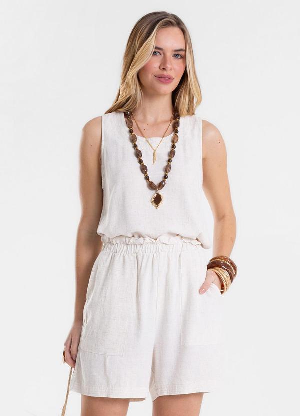 Shorts Feminino Clochard em Linho Bege