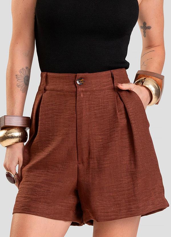 Shorts Feminino em Tecido Marrom