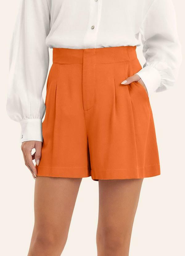 Shorts Feminino em Viscose Double Laranja