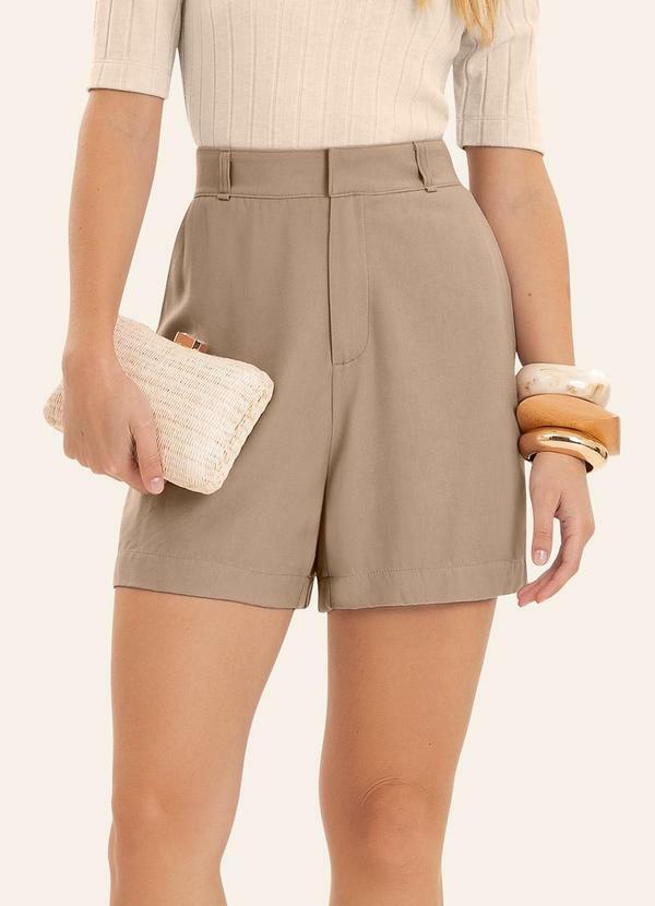 Shorts Feminino em Viscose Sarjada Marrom