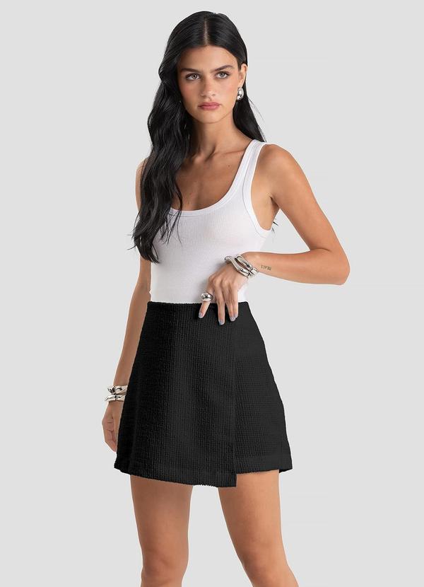 Shorts Saia Feminino Tweed Preto