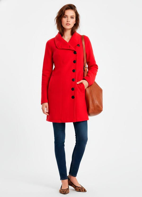 Casaco com Bolsos Soft Vermelho