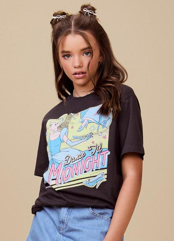 Blusa Alongada com Strass da Cinderella Grafite