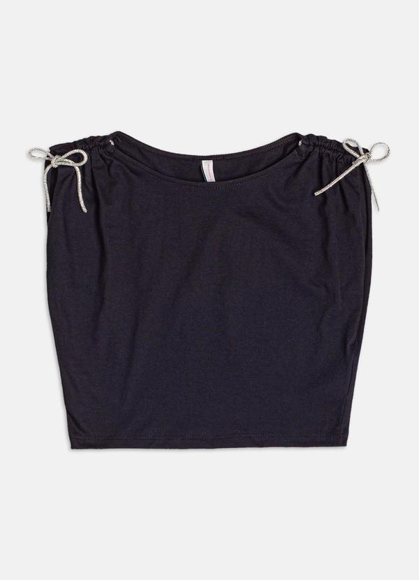Blusa com Detalhe Drapeado Preto