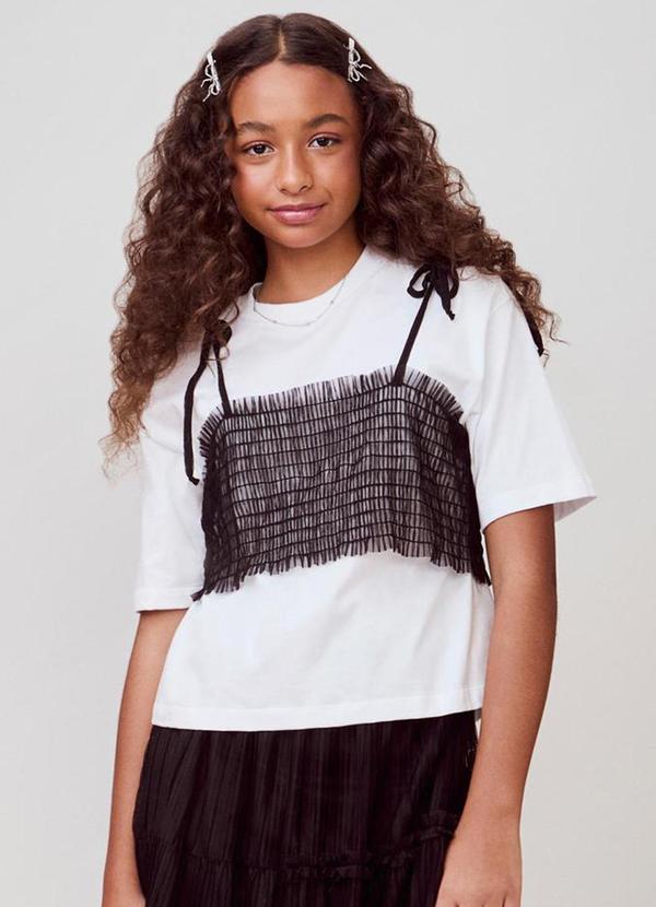 Blusa com Top de Tule Off White