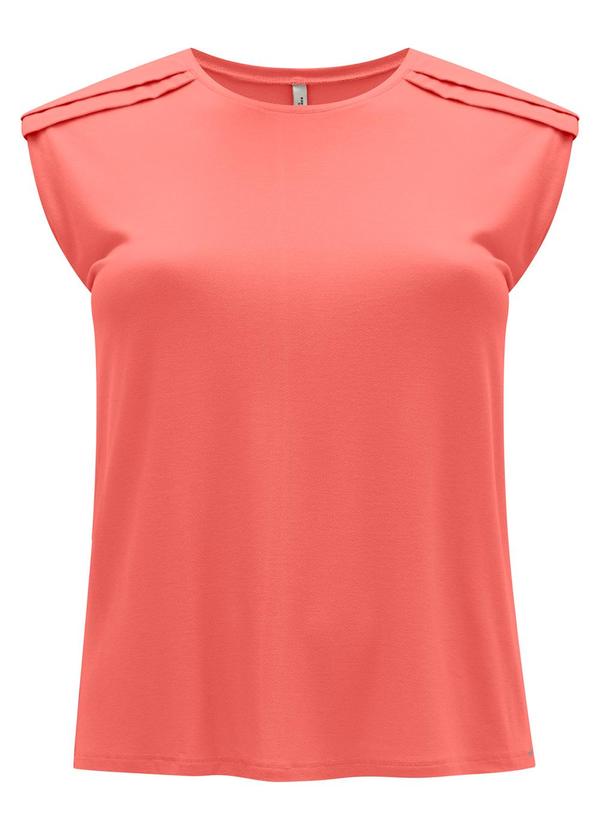 Vista 2 Blusa em Malha Crepe com Gola Redonda Laranja Lunender Mais Mulher Lunender Mais Mulher