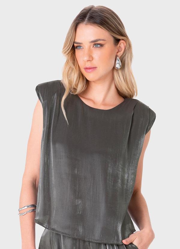 Blusa Muscle Tee Acetinada Glow Cinza Grafite