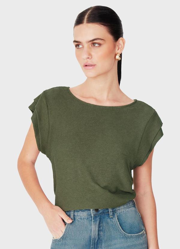 Vista 2 Blusa Muscle Tee Texturizada Verde Militar Enfim Enfim