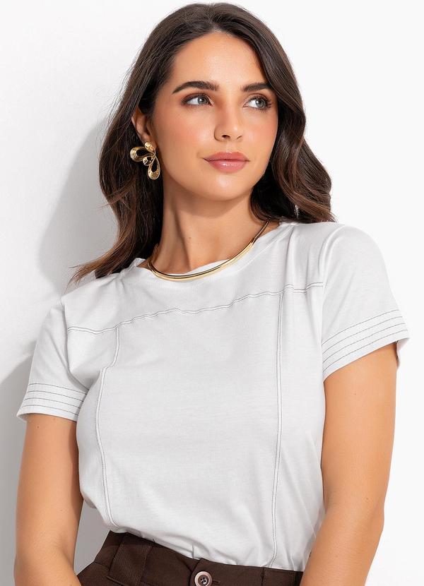 Blusa Off White em Malha de Algodão Penteado
