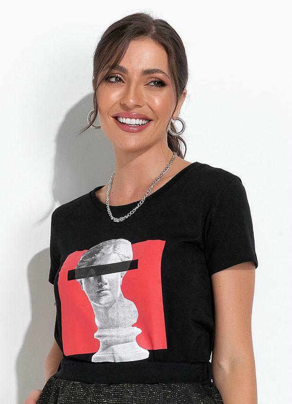 Blusa Preto em Malha de Algodão