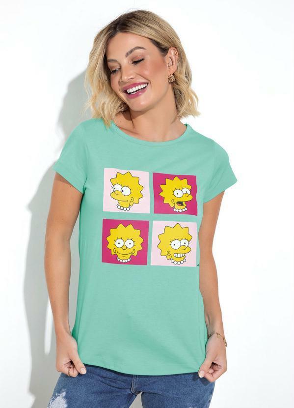 Vista 2 Blusa Verde Claro em Malha The Simpsons The Simpsons