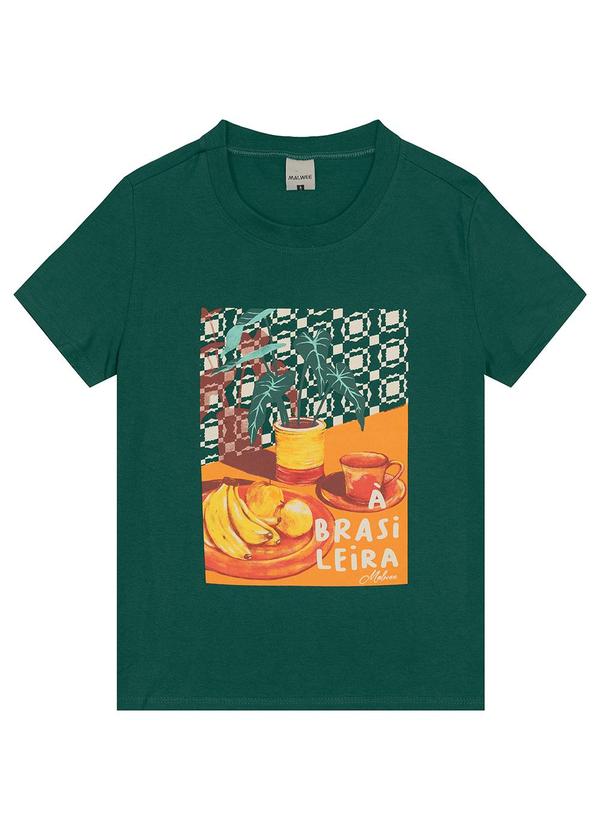 Vista 2 Camiseta a Brasileira em Malha Verde Esmeralda Malwee Malwee