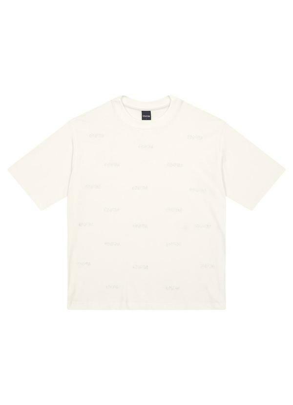 Camiseta Ampla com Strass Off White