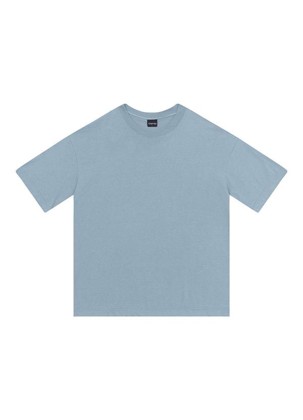 Camiseta Ampla em Malha Azul Pastel