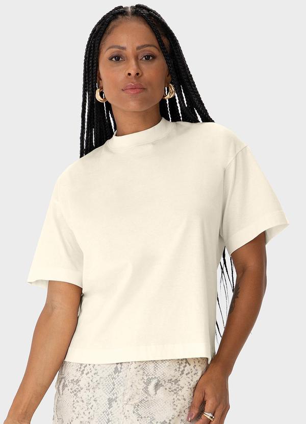 Vista 2 Camiseta Ampla em Malha Off White Enfim Enfim