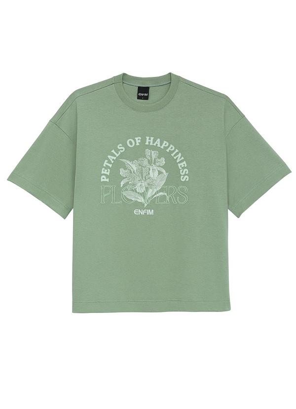 Vista 2 Camiseta Ampla Petals Of Happiness Flowers Verde Enfim Enfim