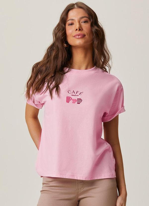 Camiseta Coffee Rosa Claro