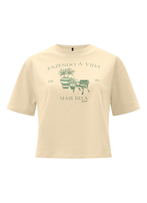 Vista 2 Camiseta Cropped D em Meia Malha Penteada Bege Lunender Lunender