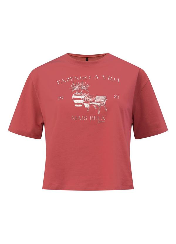 Vista 2 Camiseta Cropped D em Meia Malha Penteada Rosa Lunender Lunender