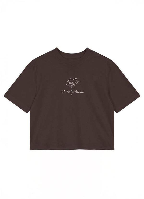 Camiseta Curta Boxy Choose To Bloom Café
