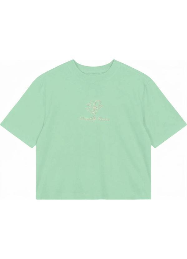 Camiseta Curta Boxy Choose To Bloom Verde Menta
