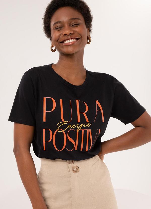 Vista 2 Camiseta D Regular em Meia Malha Penteada Preto Lunender Lunender