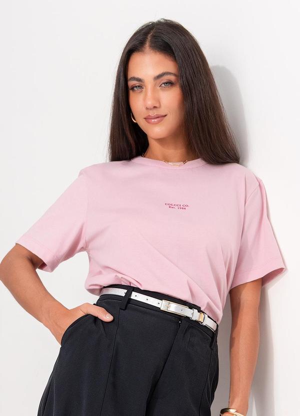 Camiseta em Malha Rosa