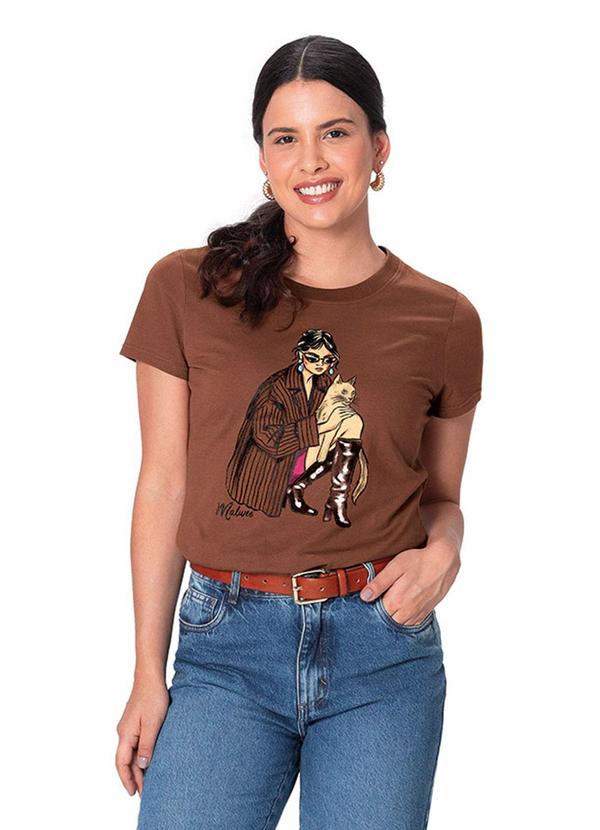 Camiseta Fashion & Cat Marrom