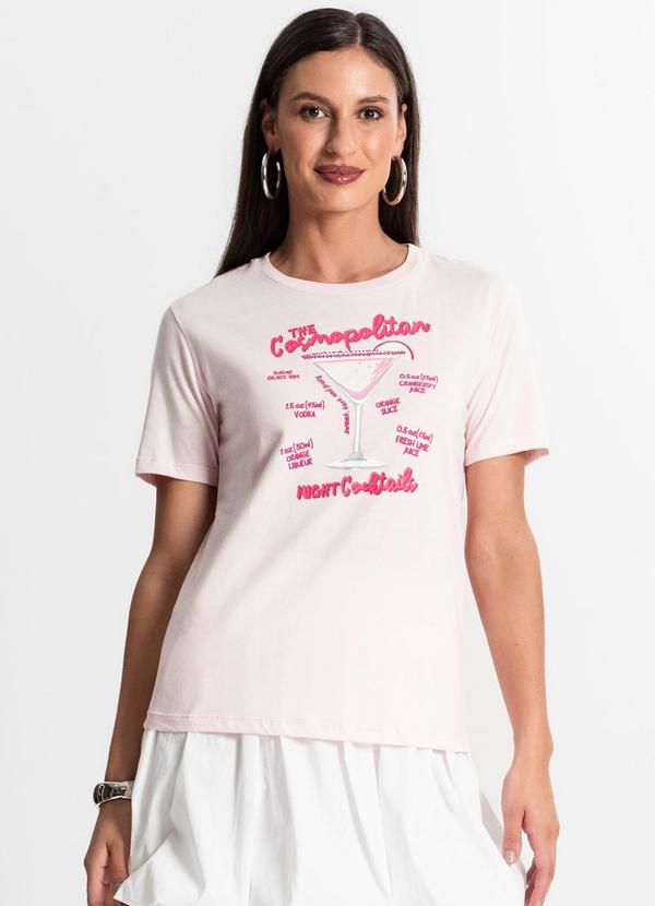 Camiseta Feminina em Meia Malha Rosa