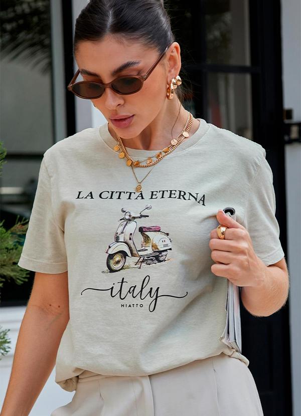 Camiseta Feminina Estonada Italy Bege