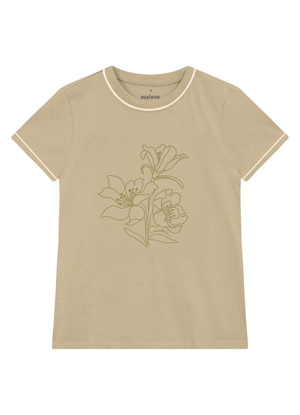 Camiseta Floral em Puff Areia