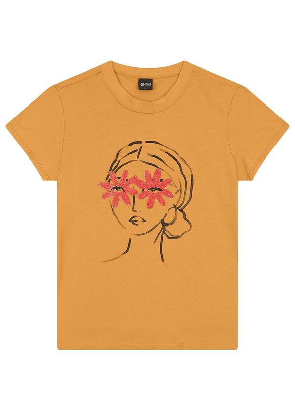 Vista 2 Camiseta Ilustração com Foil Amarelo Mostarda Enfim Enfim