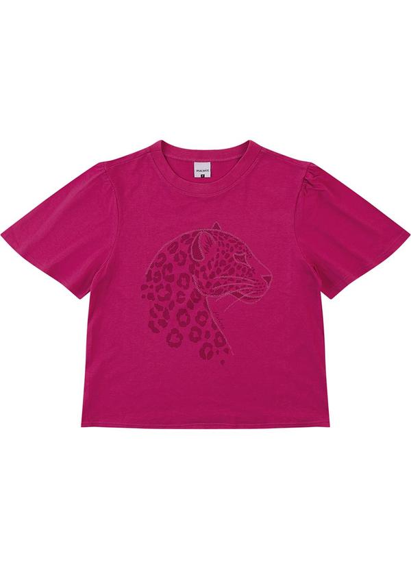 Camiseta Onça Pintada em Malha Fúcsia