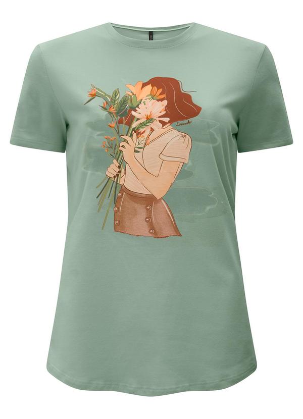 Vista 2 Camiseta Slim D com Estampa Localizada Verde Lunender Lunender