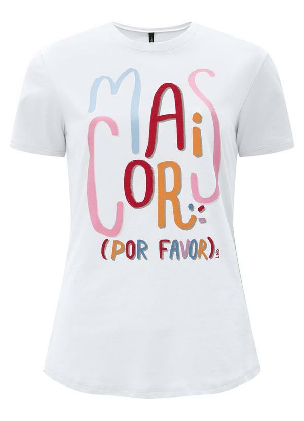 Vista 2 Camiseta Slim D em Meia Malha Penteada Branco Lunender Lunender