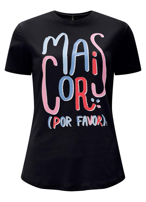 Vista 2 Camiseta Slim D em Meia Malha Penteada Preto Lunender Lunender