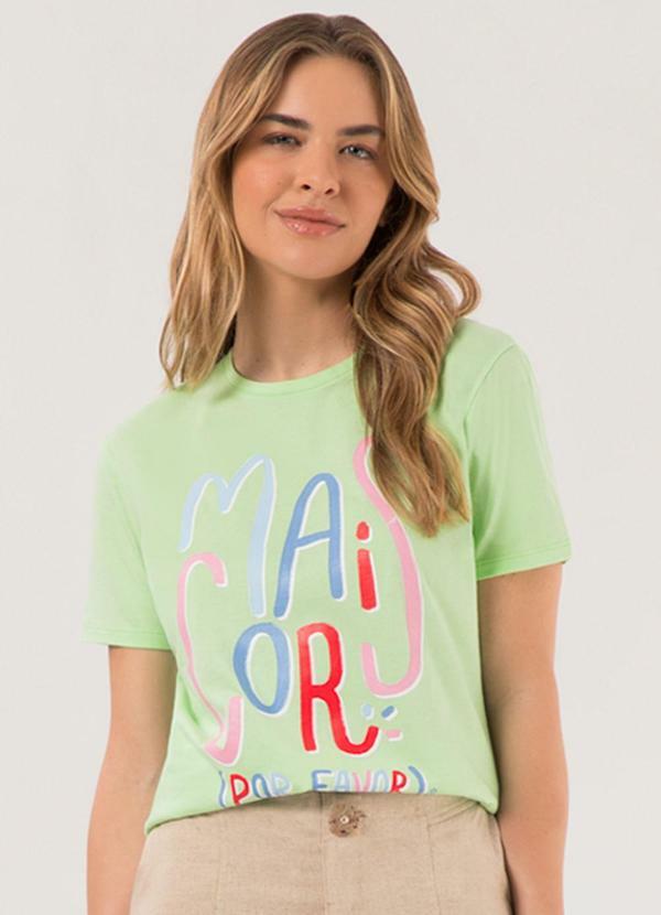 Vista 2 Camiseta Slim D em Meia Malha Penteada Verde Lunender Lunender