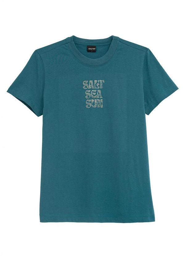 Camiseta Slim Salt, Sea, Sun Azul Turquesa