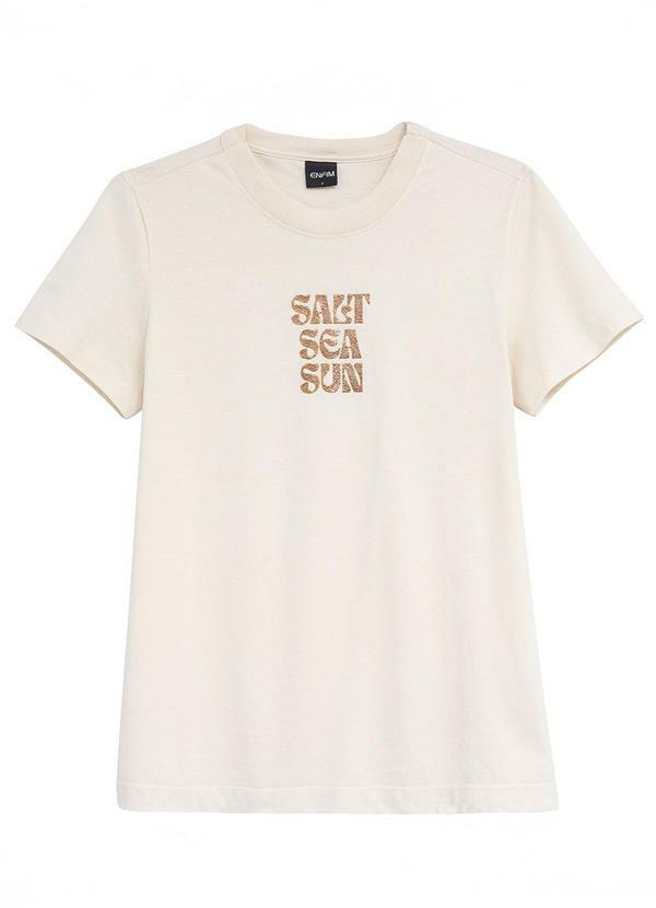 Camiseta Slim Salt, Sea, Sun Branco