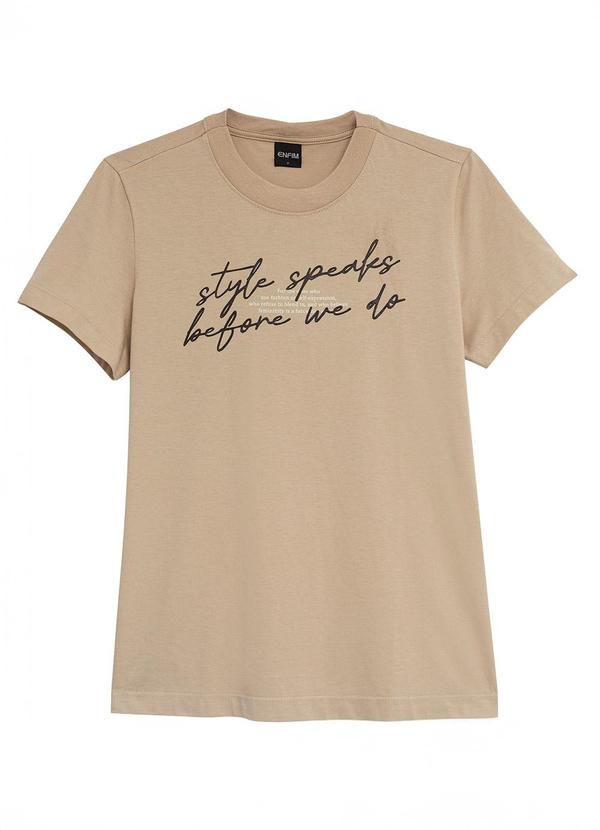 Camiseta Slim Style Speaks Before We do Areia
