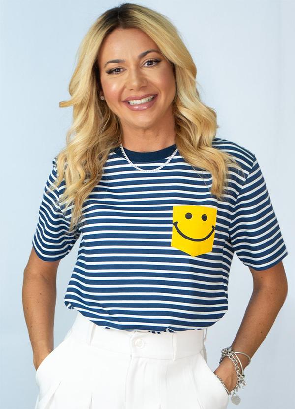 Camiseta Smile Listras Marinho
