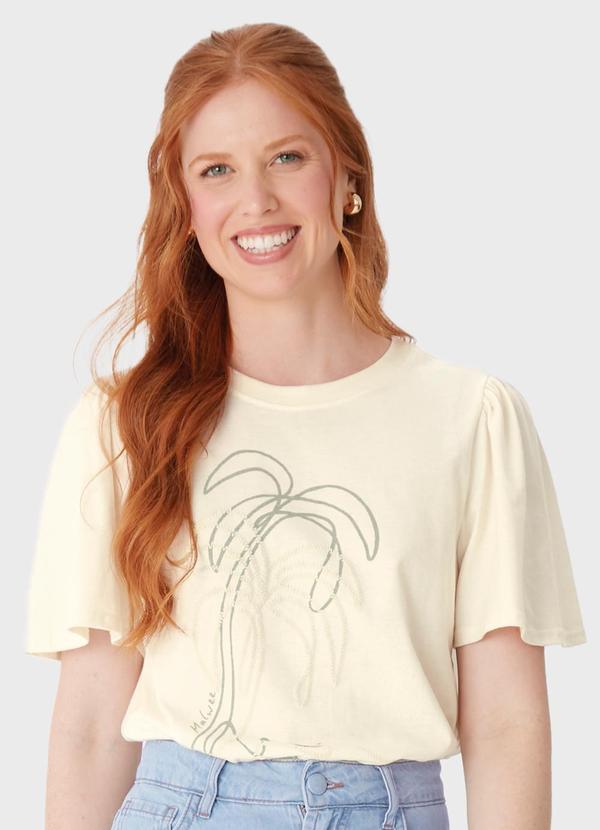 Camiseta Tropical em Malha Off White